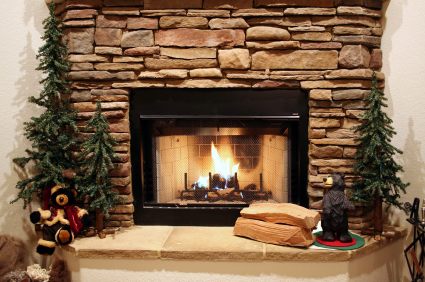 Stone fireplace by Pioneer Masonry and Construction